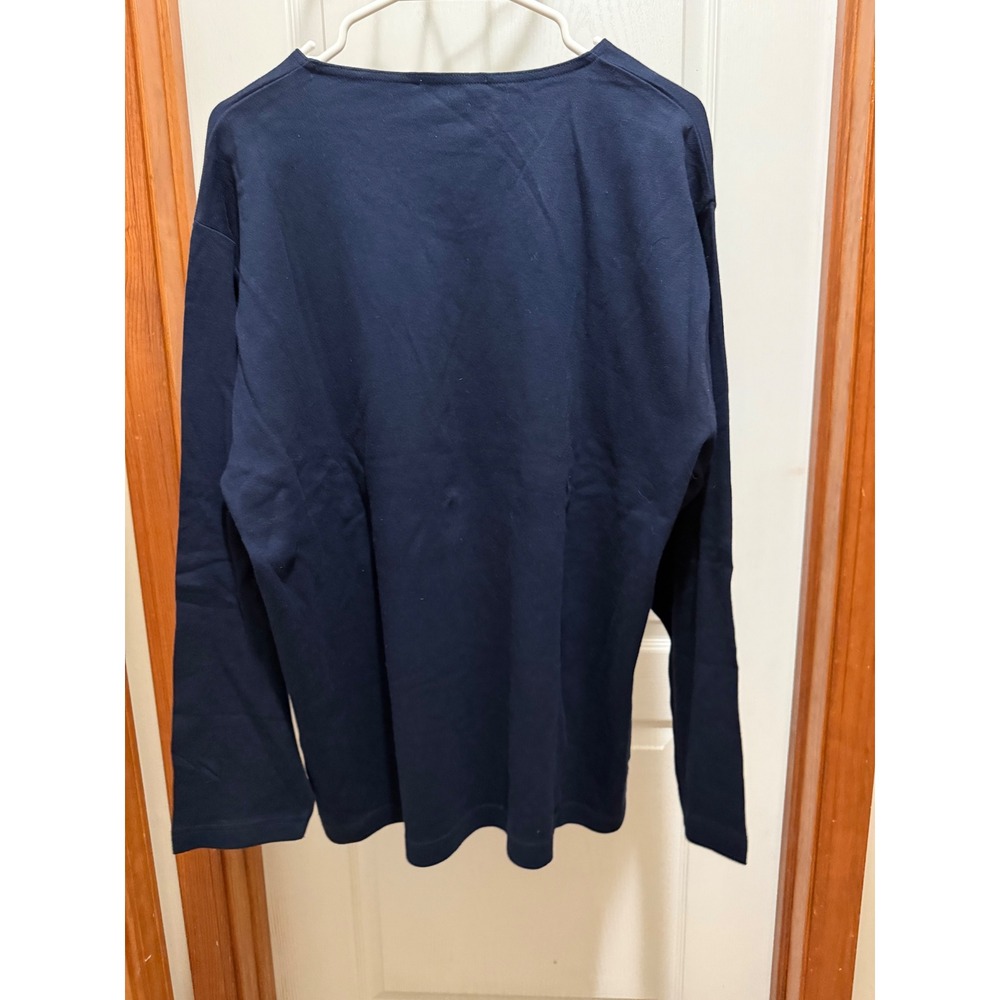Tri-Mountain Womens 2XL Navy Blue Long Sleeve Cotton T-Shirt Crewneck Top RN 880 - Picture 2 of 6